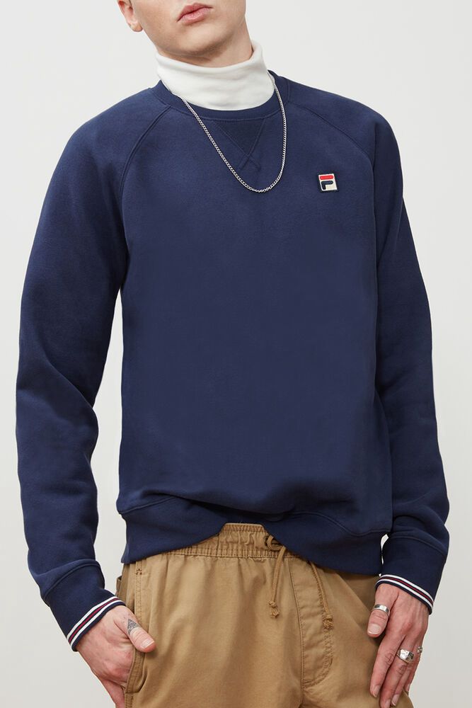 Fila Sweatshirt Mens Navy Pozzi Crew - Ireland 27016-QALX